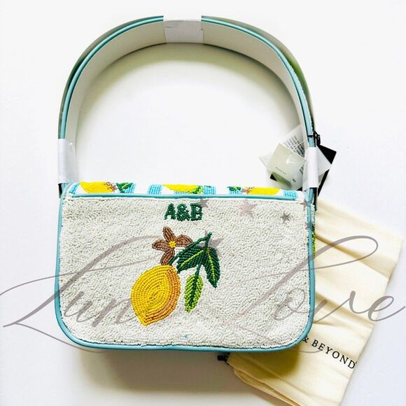 AMERICA & BEYOND Limoncello Stripe Beaded Shoulder / Clutch Bag NWT - Picture 7 of 10